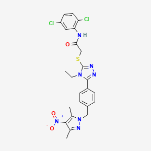 molecular formula C24H23Cl2N7O3S B6041534 N-(2,5-dichlorophenyl)-2-[(5-{4-[(3,5-dimethyl-4-nitro-1H-pyrazol-1-yl)methyl]phenyl}-4-ethyl-4H-1,2,4-triazol-3-yl)thio]acetamide 