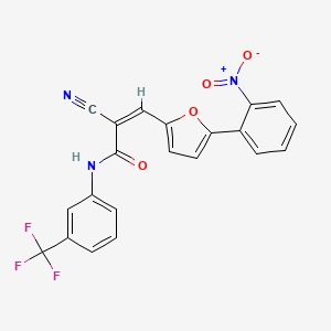 molecular formula C21H12F3N3O4 B6041545 2-cyano-3-[5-(2-nitrophenyl)-2-furyl]-N-[3-(trifluoromethyl)phenyl]acrylamide 