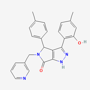 molecular formula C25H22N4O2 B604156 3-(2-hydroxy-4-methylphenyl)-4-(4-methylphenyl)-5-(pyridin-3-ylmethyl)-4,5-dihydropyrrolo[3,4-c]pyrazol-6(1H)-one CAS No. 874190-82-6