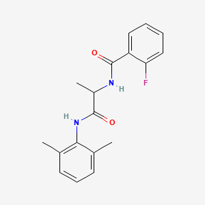 molecular formula C18H19FN2O2 B6041577 N-{2-[(2,6-dimethylphenyl)amino]-1-methyl-2-oxoethyl}-2-fluorobenzamide 