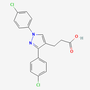 molecular formula C18H14Cl2N2O2 B604158 3-(1,3-bis(4-Chlorophenyl)-1H-pyrazol-4-yl)propanoic acid CAS No. 1020238-22-5