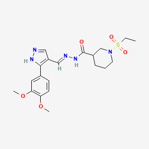 molecular formula C20H27N5O5S B6041581 N'-{[3-(3,4-dimethoxyphenyl)-1H-pyrazol-4-yl]methylene}-1-(ethylsulfonyl)-3-piperidinecarbohydrazide 