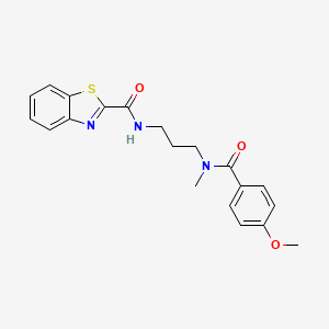 molecular formula C20H21N3O3S B604159 N-{3-[(4-methoxybenzoyl)(methyl)amino]propyl}-1,3-benzothiazole-2-carboxamide CAS No. 1246071-97-5