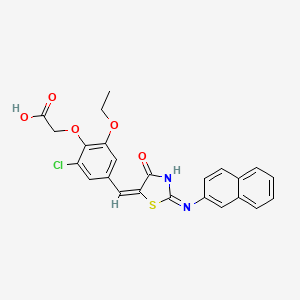 molecular formula C24H19ClN2O5S B6041597 (2-chloro-6-ethoxy-4-{[2-(2-naphthylimino)-4-oxo-1,3-thiazolidin-5-ylidene]methyl}phenoxy)acetic acid 