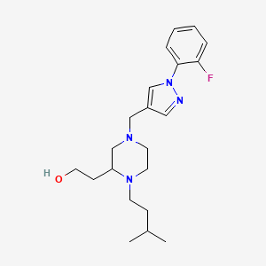molecular formula C21H31FN4O B6041609 2-[4-{[1-(2-fluorophenyl)-1H-pyrazol-4-yl]methyl}-1-(3-methylbutyl)-2-piperazinyl]ethanol 