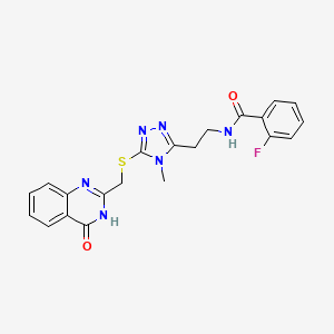 2-fluoro-N-[2-(4-methyl-5-{[(4-oxo-3,4-dihydro-2-quinazolinyl)methyl]thio}-4H-1,2,4-triazol-3-yl)ethyl]benzamide