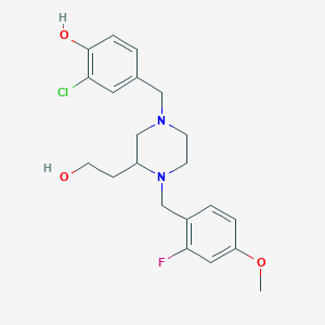 molecular formula C21H26ClFN2O3 B6041636 2-chloro-4-{[4-(2-fluoro-4-methoxybenzyl)-3-(2-hydroxyethyl)-1-piperazinyl]methyl}phenol 