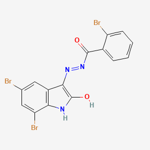 molecular formula C15H8Br3N3O2 B6041653 2-bromo-N'-(5,7-dibromo-2-oxo-1,2-dihydro-3H-indol-3-ylidene)benzohydrazide 