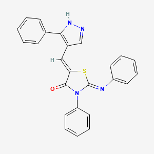 3-phenyl-2-(phenylimino)-5-[(3-phenyl-1H-pyrazol-4-yl)methylene]-1,3-thiazolidin-4-one