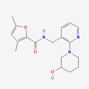 molecular formula C18H23N3O3 B6041664 N-{[2-(3-hydroxy-1-piperidinyl)-3-pyridinyl]methyl}-3,5-dimethyl-2-furamide 
