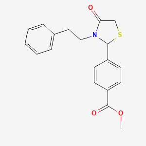 molecular formula C19H19NO3S B6041671 methyl 4-[4-oxo-3-(2-phenylethyl)-1,3-thiazolidin-2-yl]benzoate 