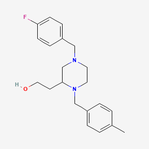 molecular formula C21H27FN2O B6041683 2-[4-(4-fluorobenzyl)-1-(4-methylbenzyl)-2-piperazinyl]ethanol 