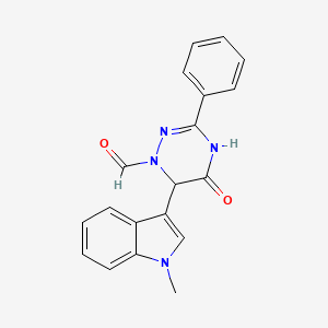 molecular formula C19H16N4O2 B6041688 6-(1-methyl-1H-indol-3-yl)-5-oxo-3-phenyl-5,6-dihydro-1,2,4-triazine-1(4H)-carbaldehyde 