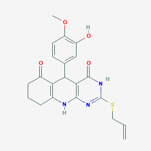 molecular formula C21H21N3O4S B6041697 2-(allylthio)-5-(3-hydroxy-4-methoxyphenyl)-5,8,9,10-tetrahydropyrimido[4,5-b]quinoline-4,6(3H,7H)-dione 