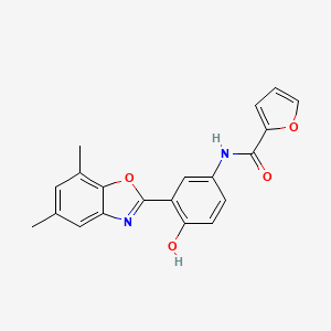 molecular formula C20H16N2O4 B604171 N-[3-(5,7-dimethyl-1,3-benzoxazol-2-yl)-4-hydroxyphenyl]-2-furamide CAS No. 664345-66-8