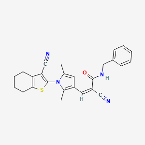 molecular formula C26H24N4OS B6041727 N-benzyl-2-cyano-3-[1-(3-cyano-4,5,6,7-tetrahydro-1-benzothien-2-yl)-2,5-dimethyl-1H-pyrrol-3-yl]acrylamide 