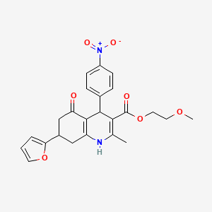 molecular formula C24H24N2O7 B6041754 2-methoxyethyl 7-(2-furyl)-2-methyl-4-(4-nitrophenyl)-5-oxo-1,4,5,6,7,8-hexahydro-3-quinolinecarboxylate 