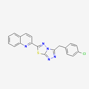 molecular formula C19H12ClN5S B604178 2-[3-(4-Chlorobenzyl)[1,2,4]triazolo[3,4-b][1,3,4]thiadiazol-6-yl]quinoline CAS No. 1010922-05-0