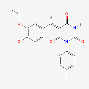 molecular formula C21H20N2O5 B6041785 5-(3-ethoxy-4-methoxybenzylidene)-1-(4-methylphenyl)-2,4,6(1H,3H,5H)-pyrimidinetrione 