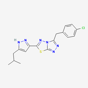 molecular formula C17H17ClN6S B604179 3-(4-chlorobenzyl)-6-(3-isobutyl-1H-pyrazol-5-yl)[1,2,4]triazolo[3,4-b][1,3,4]thiadiazole CAS No. 1160100-94-6