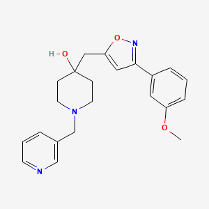 molecular formula C22H25N3O3 B6041795 4-{[3-(3-methoxyphenyl)-5-isoxazolyl]methyl}-1-(3-pyridinylmethyl)-4-piperidinol 
