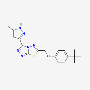 molecular formula C18H20N6OS B604180 6-[(4-tert-butylphenoxy)methyl]-3-(3-methyl-1H-pyrazol-5-yl)[1,2,4]triazolo[3,4-b][1,3,4]thiadiazole CAS No. 1160100-96-8