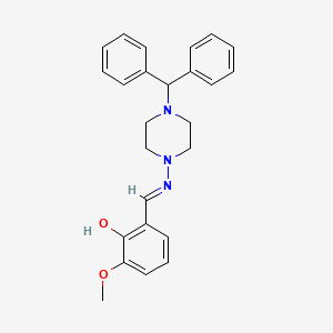 molecular formula C25H27N3O2 B6041814 2-({[4-(diphenylmethyl)-1-piperazinyl]imino}methyl)-6-methoxyphenol 