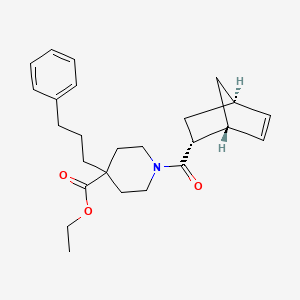 molecular formula C25H33NO3 B6041832 ethyl 1-[(1R*,2R*,4R*)-bicyclo[2.2.1]hept-5-en-2-ylcarbonyl]-4-(3-phenylpropyl)-4-piperidinecarboxylate 