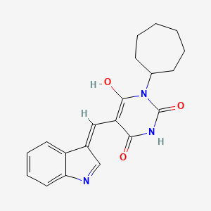 molecular formula C20H21N3O3 B6041863 1-cycloheptyl-5-(1H-indol-3-ylmethylene)-2,4,6(1H,3H,5H)-pyrimidinetrione 