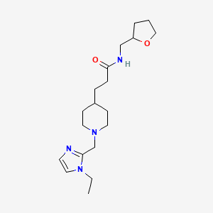 molecular formula C19H32N4O2 B6041912 3-{1-[(1-ethyl-1H-imidazol-2-yl)methyl]-4-piperidinyl}-N-(tetrahydro-2-furanylmethyl)propanamide 