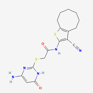 2-[(4-amino-6-oxo-1,6-dihydro-2-pyrimidinyl)thio]-N-(3-cyano-4,5,6,7,8,9-hexahydrocycloocta[b]thien-2-yl)acetamide