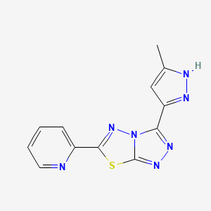 molecular formula C12H9N7S B6041967 3-(3-methyl-1H-pyrazol-5-yl)-6-(2-pyridinyl)[1,2,4]triazolo[3,4-b][1,3,4]thiadiazole 