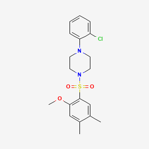 molecular formula C19H23ClN2O3S B604198 1-(2-Chlorophenyl)-4-(2-methoxy-4,5-dimethylbenzenesulfonyl)piperazine CAS No. 893668-26-3