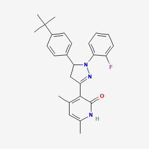 molecular formula C26H28FN3O B6042007 3-[5-(4-tert-butylphenyl)-1-(2-fluorophenyl)-4,5-dihydro-1H-pyrazol-3-yl]-4,6-dimethylpyridin-2(1H)-one 