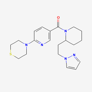 molecular formula C20H27N5OS B6042010 4-[5-({2-[2-(1H-pyrazol-1-yl)ethyl]-1-piperidinyl}carbonyl)-2-pyridinyl]thiomorpholine 