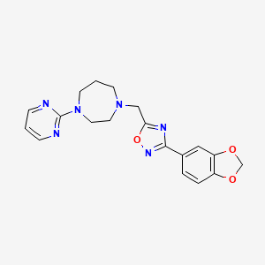 molecular formula C19H20N6O3 B6042015 1-{[3-(1,3-benzodioxol-5-yl)-1,2,4-oxadiazol-5-yl]methyl}-4-(2-pyrimidinyl)-1,4-diazepane 