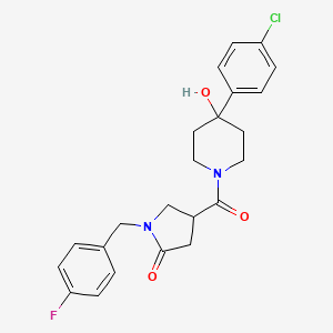 molecular formula C23H24ClFN2O3 B6042032 4-{[4-(4-chlorophenyl)-4-hydroxy-1-piperidinyl]carbonyl}-1-(4-fluorobenzyl)-2-pyrrolidinone 