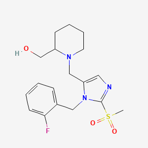 molecular formula C18H24FN3O3S B6042071 (1-{[1-(2-fluorobenzyl)-2-(methylsulfonyl)-1H-imidazol-5-yl]methyl}-2-piperidinyl)methanol 