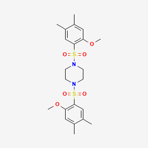 molecular formula C22H30N2O6S2 B604210 1,4-Bis(2-methoxy-4,5-dimethylbenzenesulfonyl)piperazine CAS No. 1428151-84-1