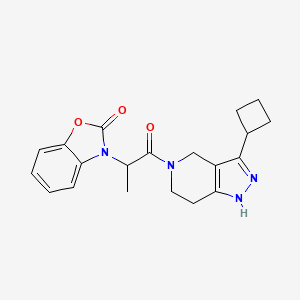 molecular formula C20H22N4O3 B6042107 3-[2-(3-cyclobutyl-1,4,6,7-tetrahydro-5H-pyrazolo[4,3-c]pyridin-5-yl)-1-methyl-2-oxoethyl]-1,3-benzoxazol-2(3H)-one 