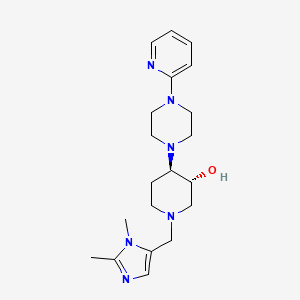 molecular formula C20H30N6O B6042122 (3R*,4R*)-1-[(1,2-dimethyl-1H-imidazol-5-yl)methyl]-4-[4-(2-pyridinyl)-1-piperazinyl]-3-piperidinol 