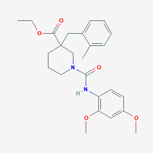 molecular formula C25H32N2O5 B6042142 ethyl 1-{[(2,4-dimethoxyphenyl)amino]carbonyl}-3-(2-methylbenzyl)-3-piperidinecarboxylate 