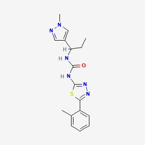 molecular formula C17H20N6OS B6042146 N-[5-(2-methylphenyl)-1,3,4-thiadiazol-2-yl]-N'-[1-(1-methyl-1H-pyrazol-4-yl)propyl]urea 