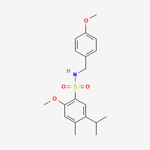 2-methoxy-N-[(4-methoxyphenyl)methyl]-4-methyl-5-(propan-2-yl)benzene-1-sulfonamide