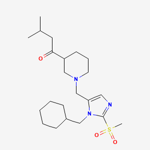 molecular formula C22H37N3O3S B6042162 1-(1-{[1-(cyclohexylmethyl)-2-(methylsulfonyl)-1H-imidazol-5-yl]methyl}-3-piperidinyl)-3-methyl-1-butanone 