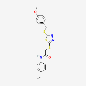 molecular formula C20H21N3O2S3 B6042163 N-(4-ethylphenyl)-2-({5-[(4-methoxybenzyl)thio]-1,3,4-thiadiazol-2-yl}thio)acetamide CAS No. 499103-87-6