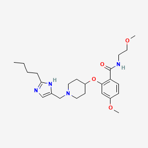 molecular formula C24H36N4O4 B6042190 2-({1-[(2-butyl-1H-imidazol-4-yl)methyl]-4-piperidinyl}oxy)-4-methoxy-N-(2-methoxyethyl)benzamide 