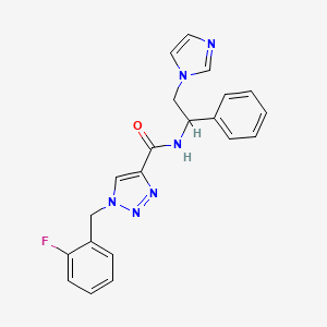 molecular formula C21H19FN6O B6042212 1-(2-fluorobenzyl)-N-[2-(1H-imidazol-1-yl)-1-phenylethyl]-1H-1,2,3-triazole-4-carboxamide 