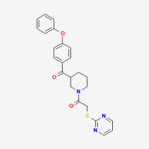 molecular formula C24H23N3O3S B6042219 (4-phenoxyphenyl){1-[(2-pyrimidinylthio)acetyl]-3-piperidinyl}methanone 