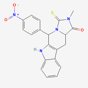 molecular formula C20H16N4O3S B6042226 2-methyl-5-(4-nitrophenyl)-3-thioxo-2,3,5,6,11,11a-hexahydro-1H-imidazo[1',5':1,6]pyrido[3,4-b]indol-1-one 